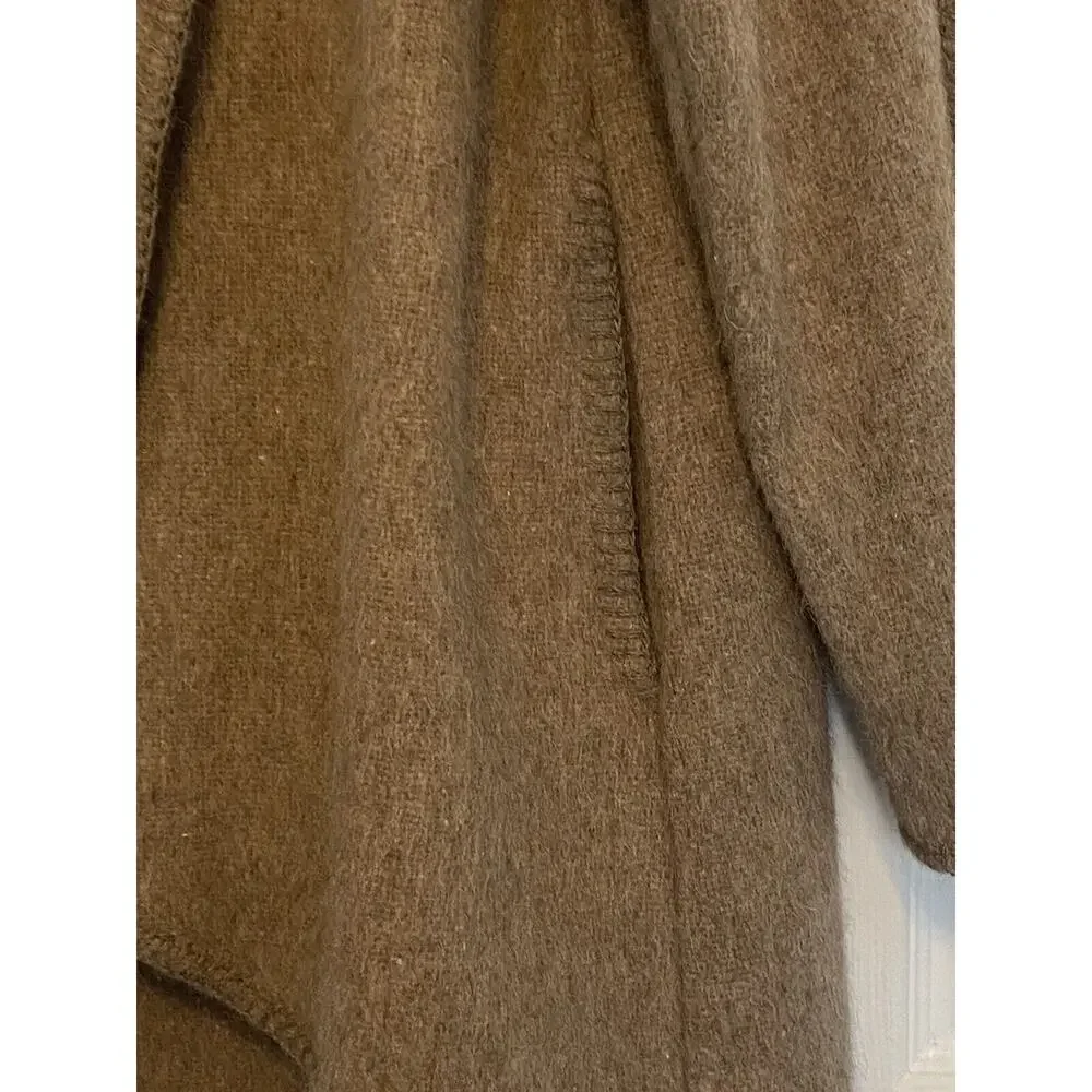Andean Wool Alpaca Wrap Coat Large Pockets Peru Cowl Neck Cross Body Closure - Picture 11 of 14